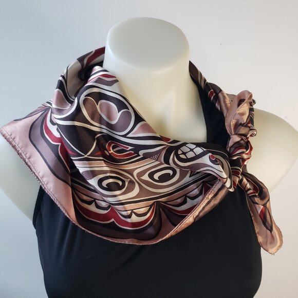 Inuit Formline First Nations scarf 27"x27" SKEMO Eleanor Paine Indian Sunface - Picture 3 of 10